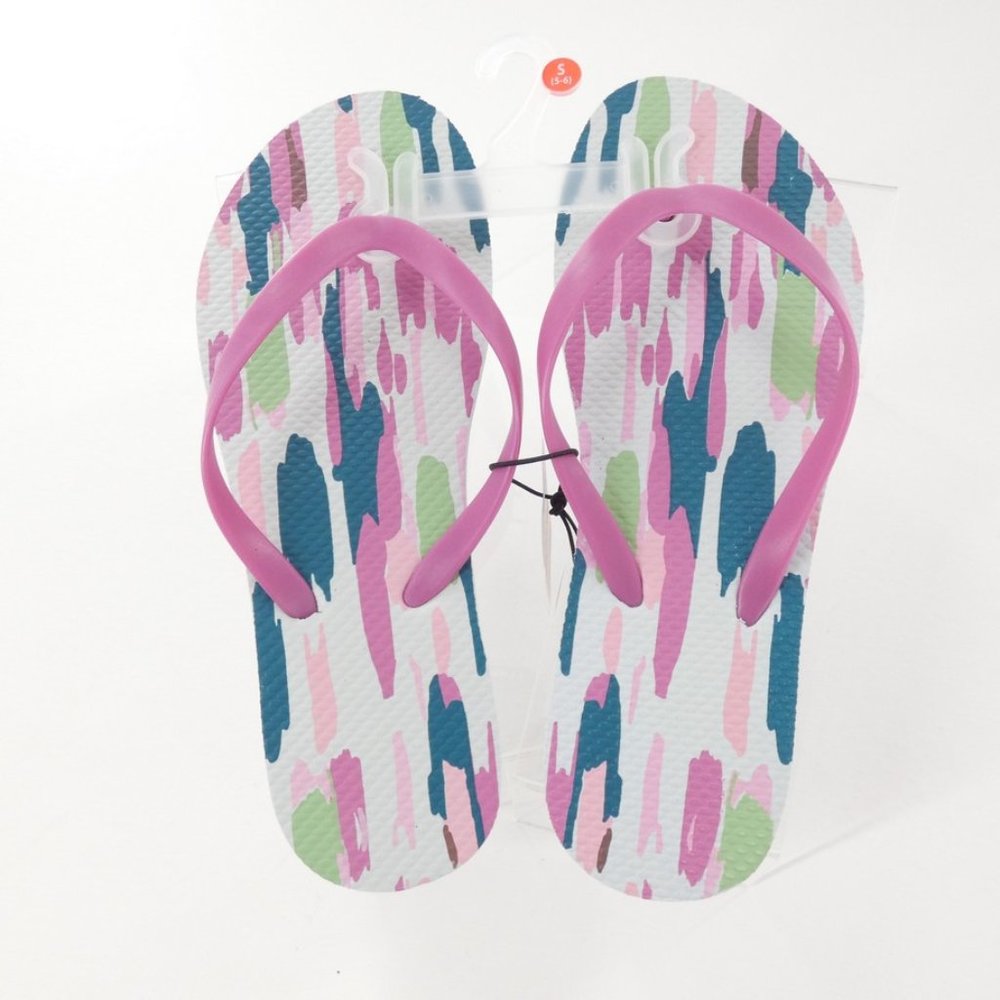 West Loop Women's Thong Foam Flip Flops Splatter Paint S (5-6) M (7-8) L (9-10)